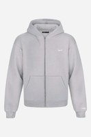 Grey Minimalist Puff-Print Zip-Up Hoodie